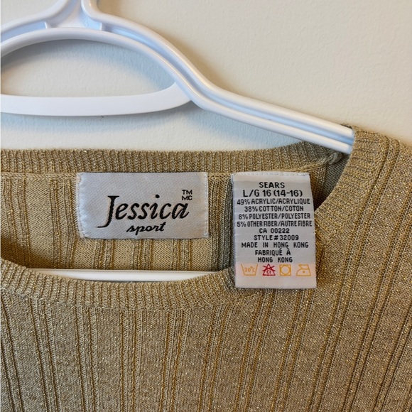Vintage Jessica Gold Ribbed Knit Tee - Picture 4 of 7